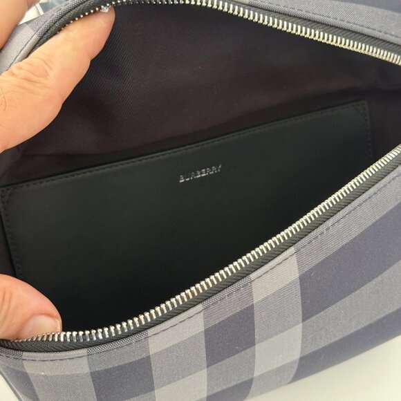 Burberry Navy Grey IP Check Canvas Leather MD Sonny Belt Bag - Picture 9 of 16